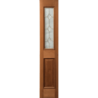Mahogany Wood Door 1 Panel Diamond Brass Tempered Glass 14"x80" - GRAHAMS HARDWARE