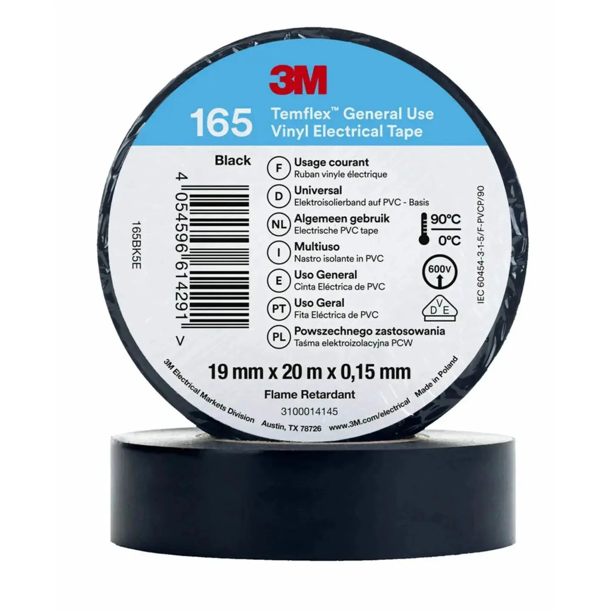 ELECTRIC TAPE BLACK 3M 19 X 60.