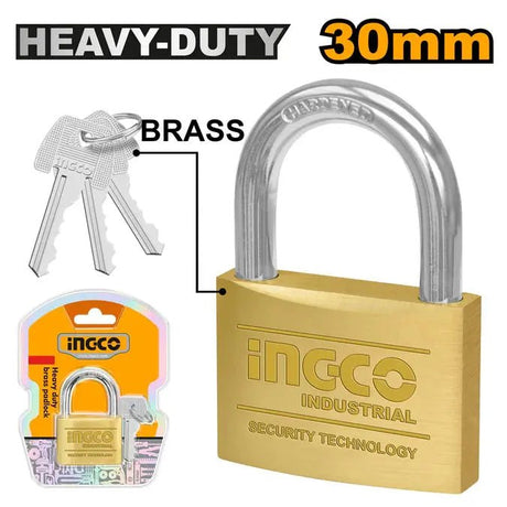 BRASS PADLOCK INGCO 30MM - GRAHAMS HARDWARE