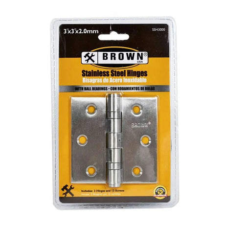 BUTT HINGES 3" BRASS BROWNS 3.0X3.0X2.0MM - GRAHAMS HARDWARE