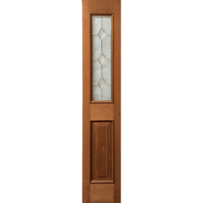 Mahogany Wood Door 1 Panel Diamond Brass Tempered Glass 14"x80" - GRAHAMS HARDWARE
