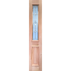 Poplar Wood Door 1 Panel Diamond Brass Tempered Glass 14"x80" - GRAHAMS HARDWARE