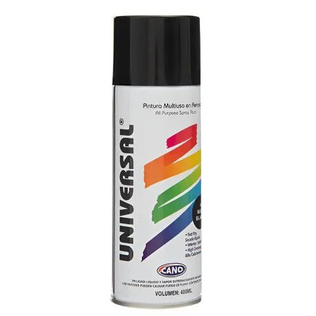 SPRAY PAINT BLACK UNIVERSAL GLOSS - GRAHAMS HARDWARE