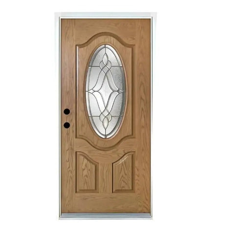 Steel Door Oak Oval Gold Glass 36" x 80" - GRAHAMS HARDWARE