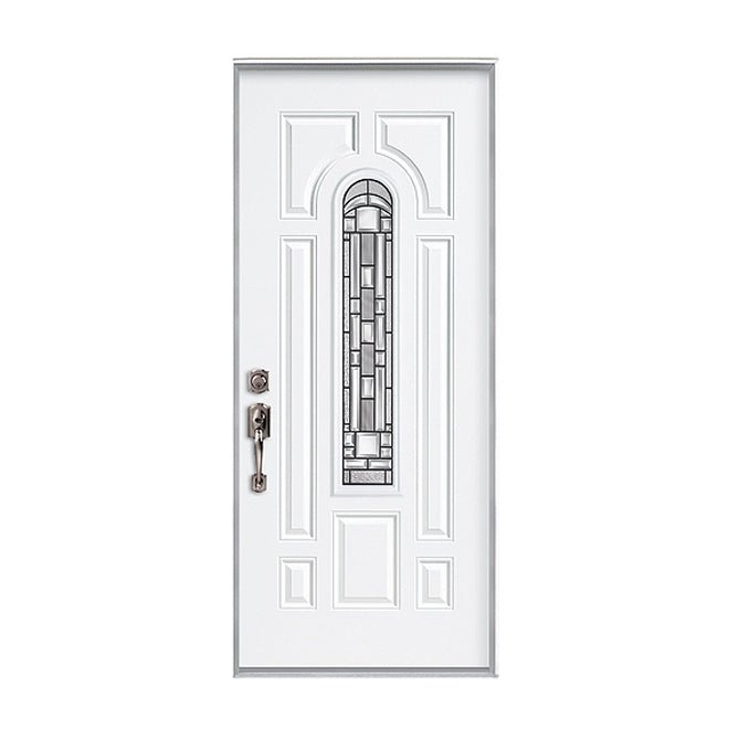 Steel Door White 8 Panel Diamond Gold Glass 36" x 80" - GRAHAMS HARDWARE