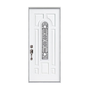 Steel Door White 8 Panel Diamond Gold Glass 36" x 80" - GRAHAMS HARDWARE