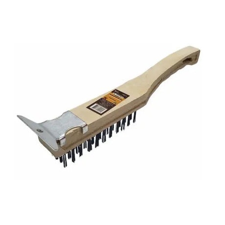 WOODEN WIRE BRUSH GBR107 WITH SCRAPER - GRAHAMS HARDWARE