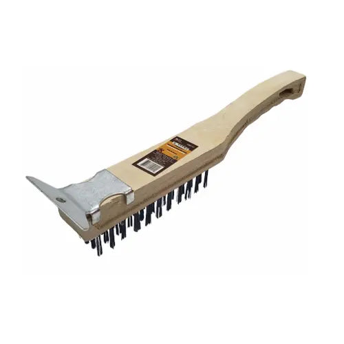 WOODEN WIRE BRUSH GBR107 WITH SCRAPER.